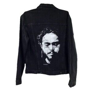 H&M Limited Edition POST MALONE Concert Tour JEAN JACKET Men Small Black NEW